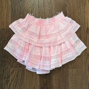 LoveShackFancy pink ruffle skirt